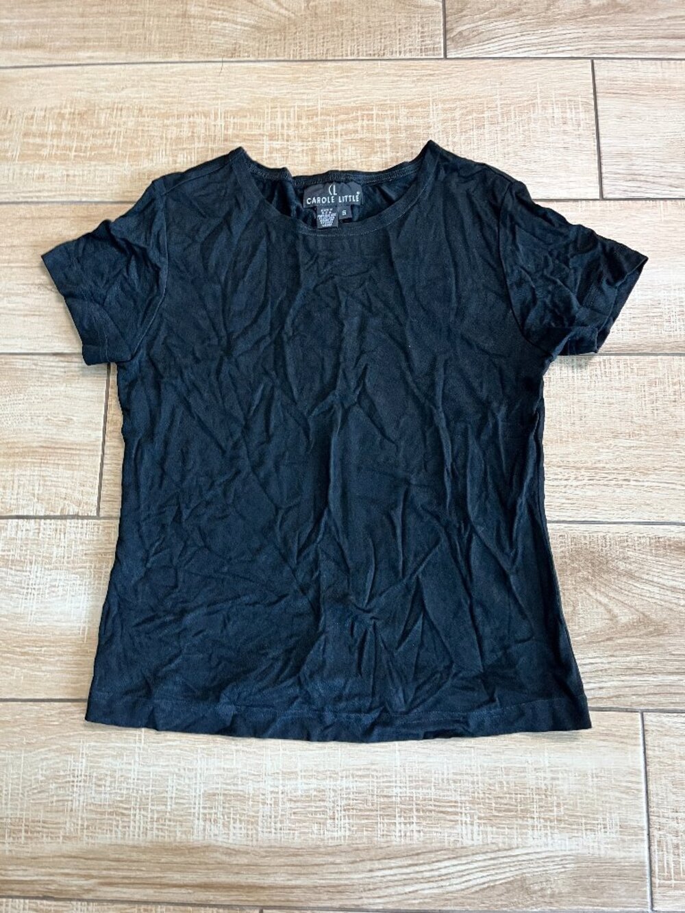 Womens Carole Little Black Basic Tee - S